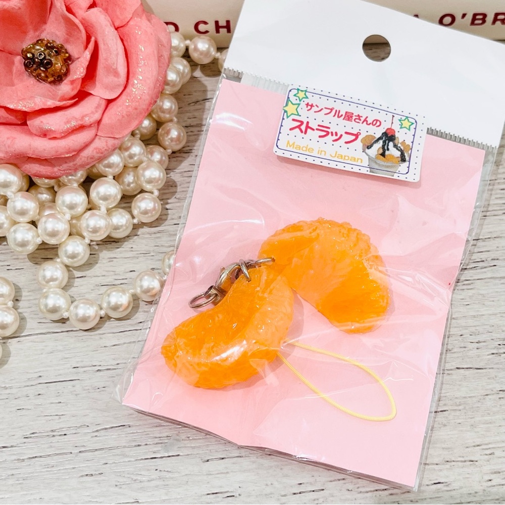 Cute Orange Mandarin Segment Phone Charm Keychain